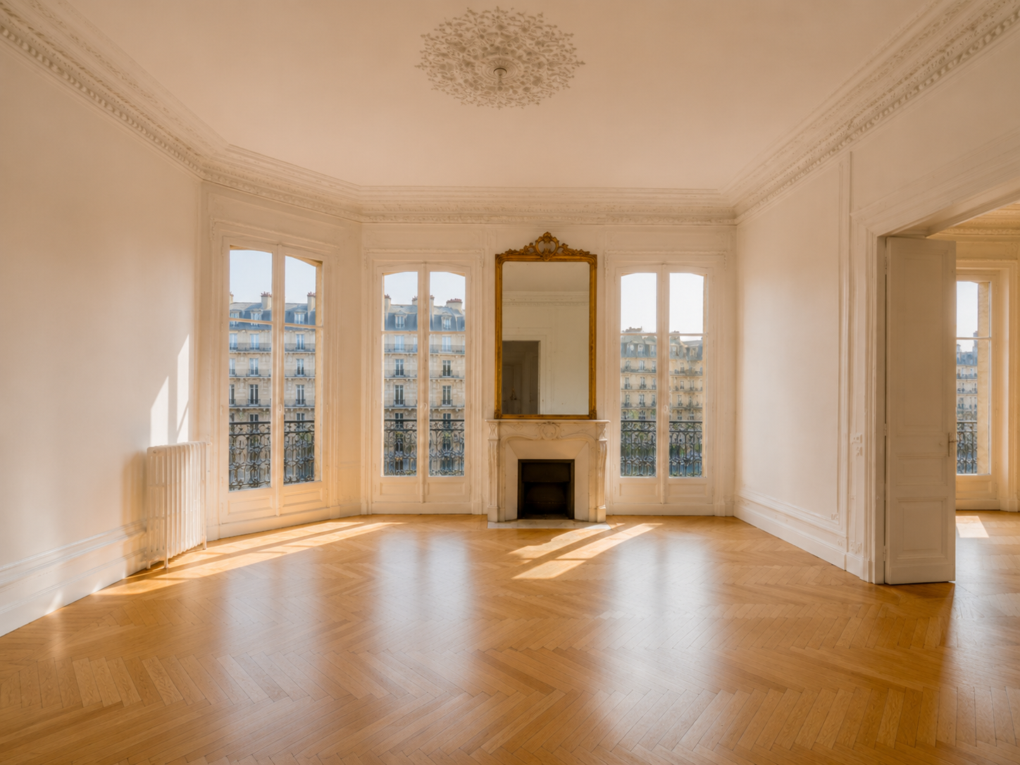 Pièce vide avant home staging IA